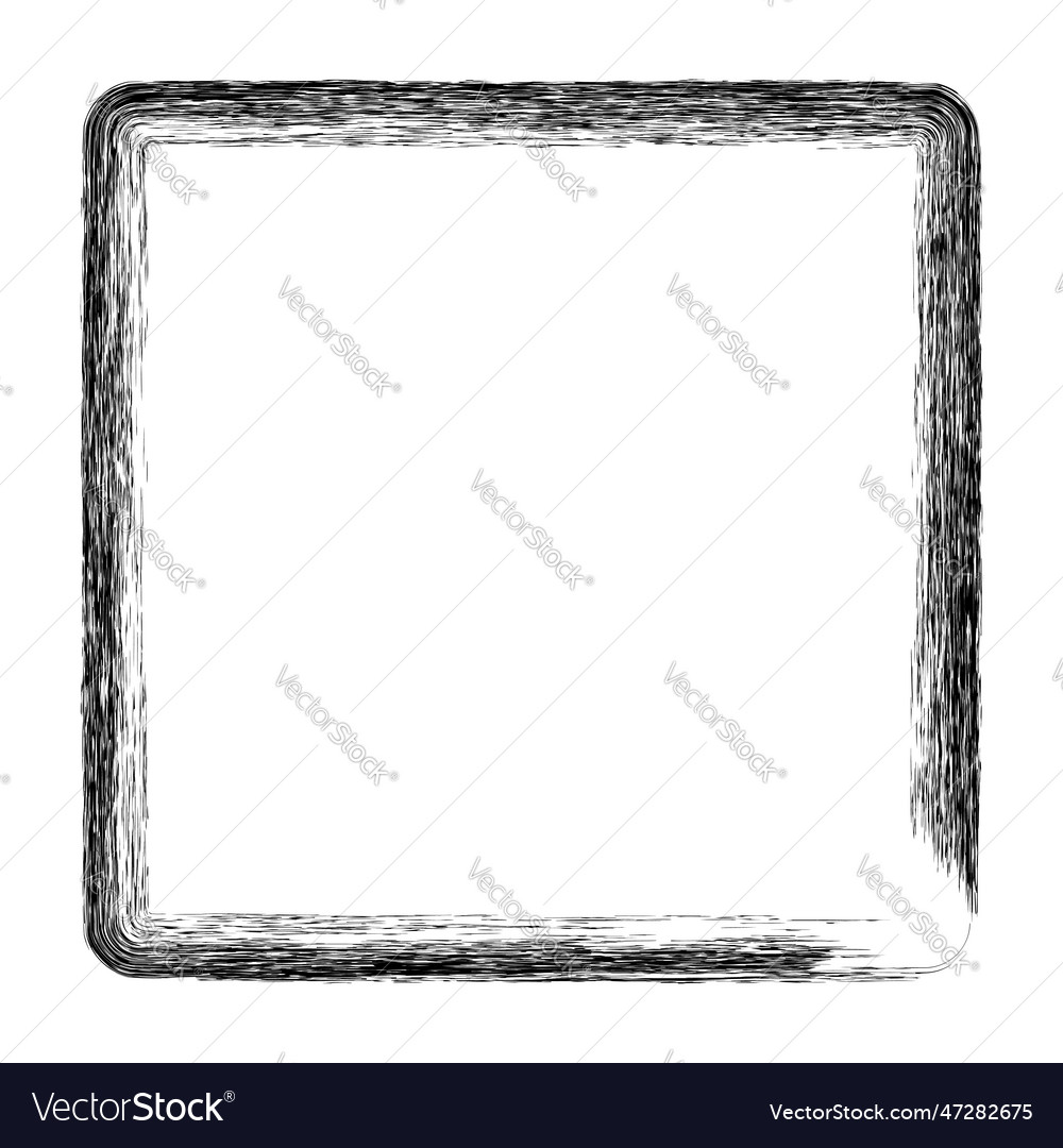 Simple square frame from black crayon at white Vector Image
