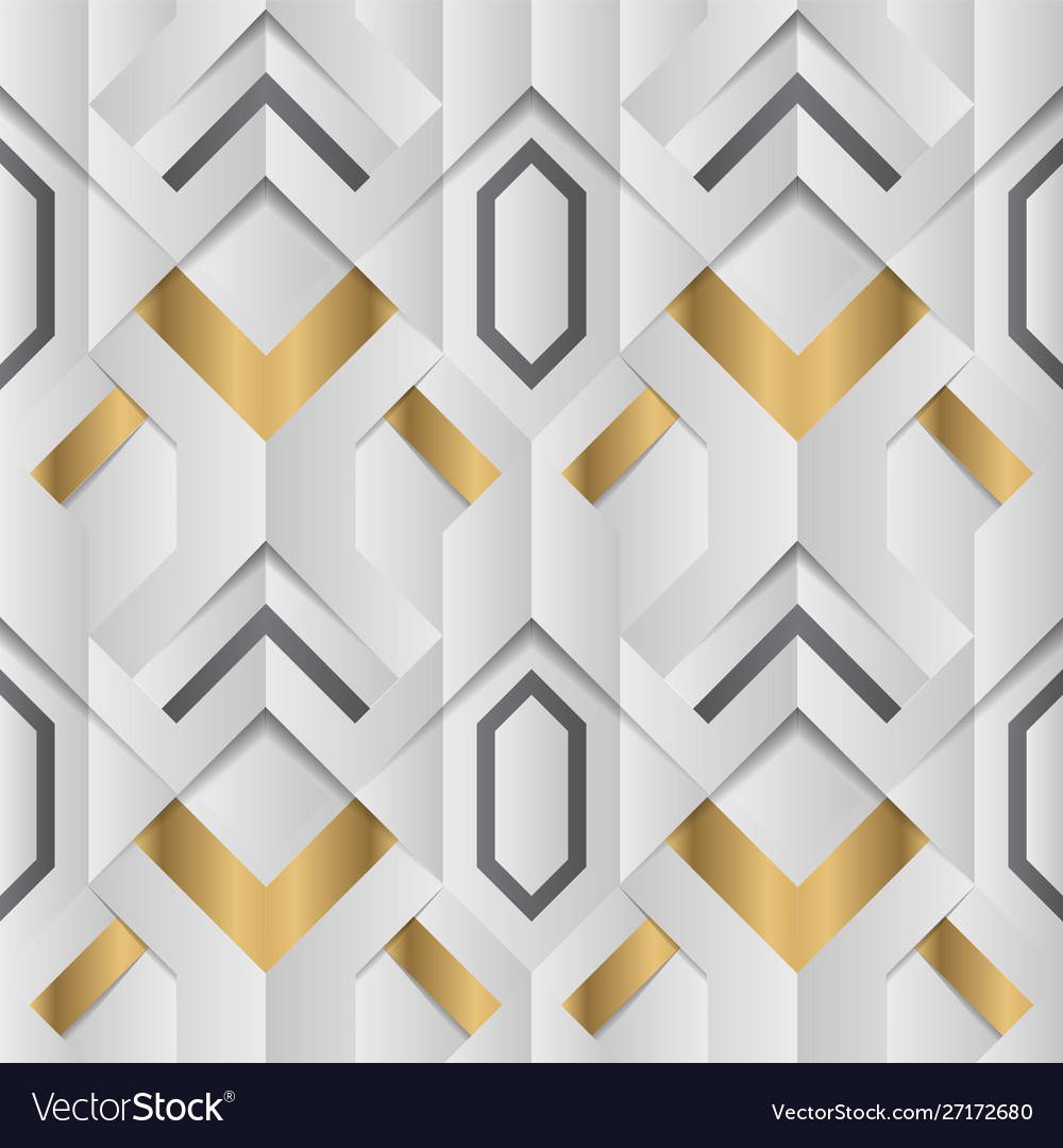 Abstract geometric decor stripes white and golden