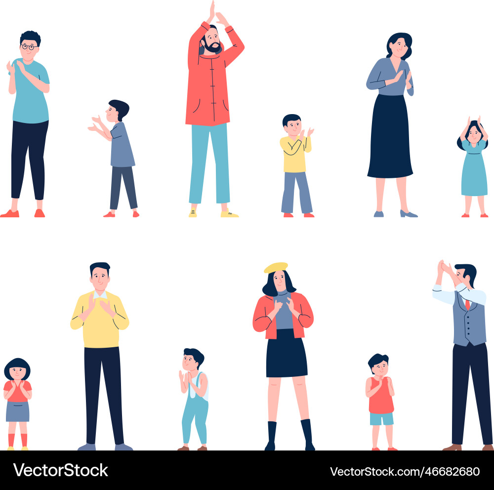Adults and children applauding clapping hands Vector Image