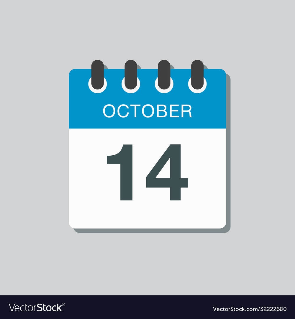 Calendar Icon Day 14 October Template Icon Date Vector Image Calendar Icon Day 14 October Template Icon Date Vector Image