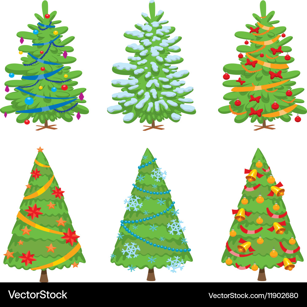 Christmas tree set Royalty Free Vector Image - VectorStock