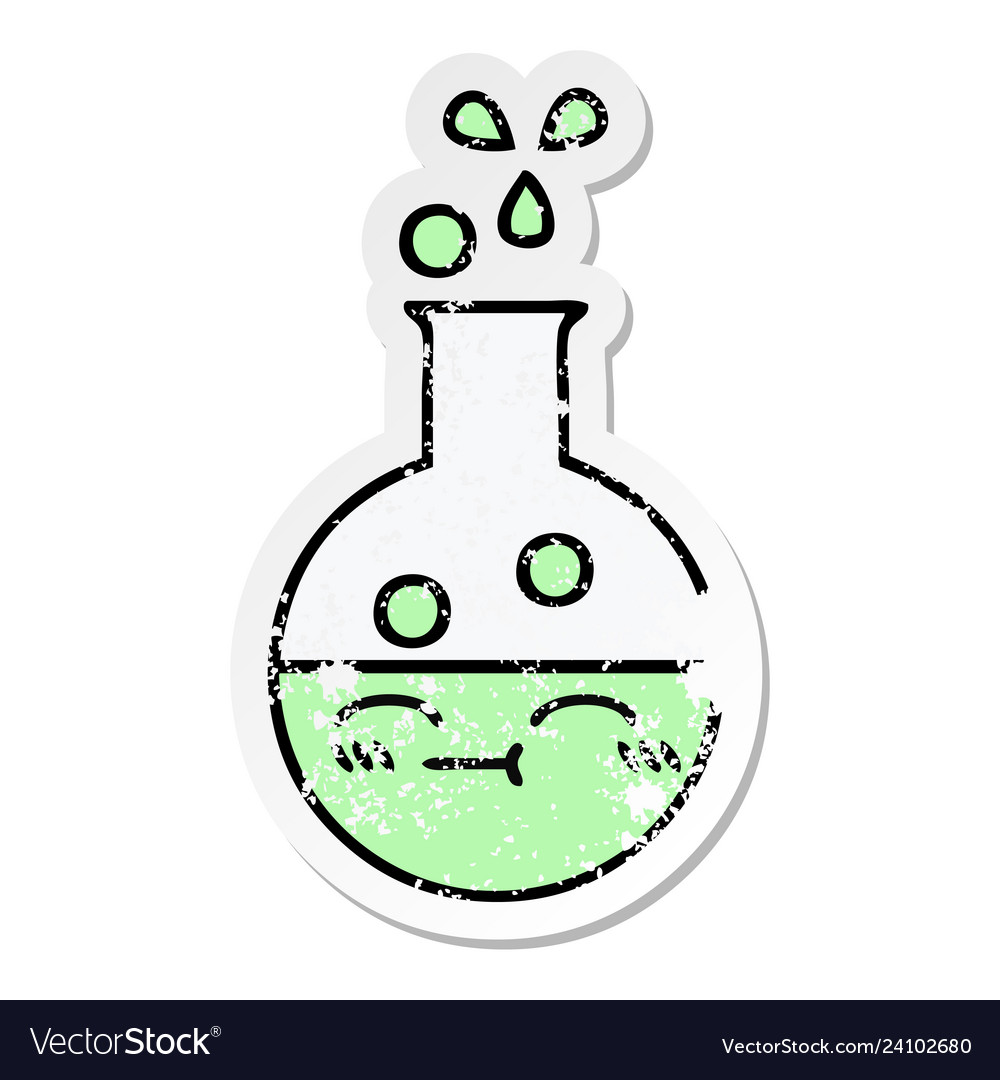 Distressed sticker of a cute cartoon test tube