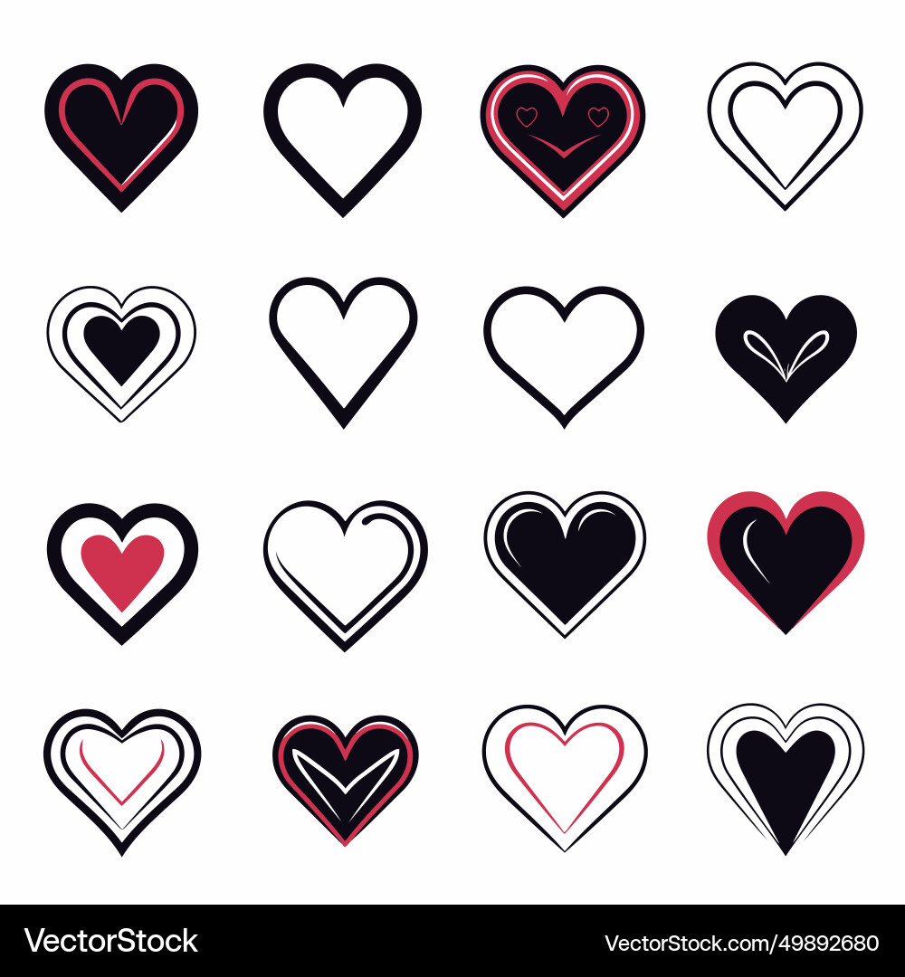 Free Heart Collection Set Royalty Free Vector Image