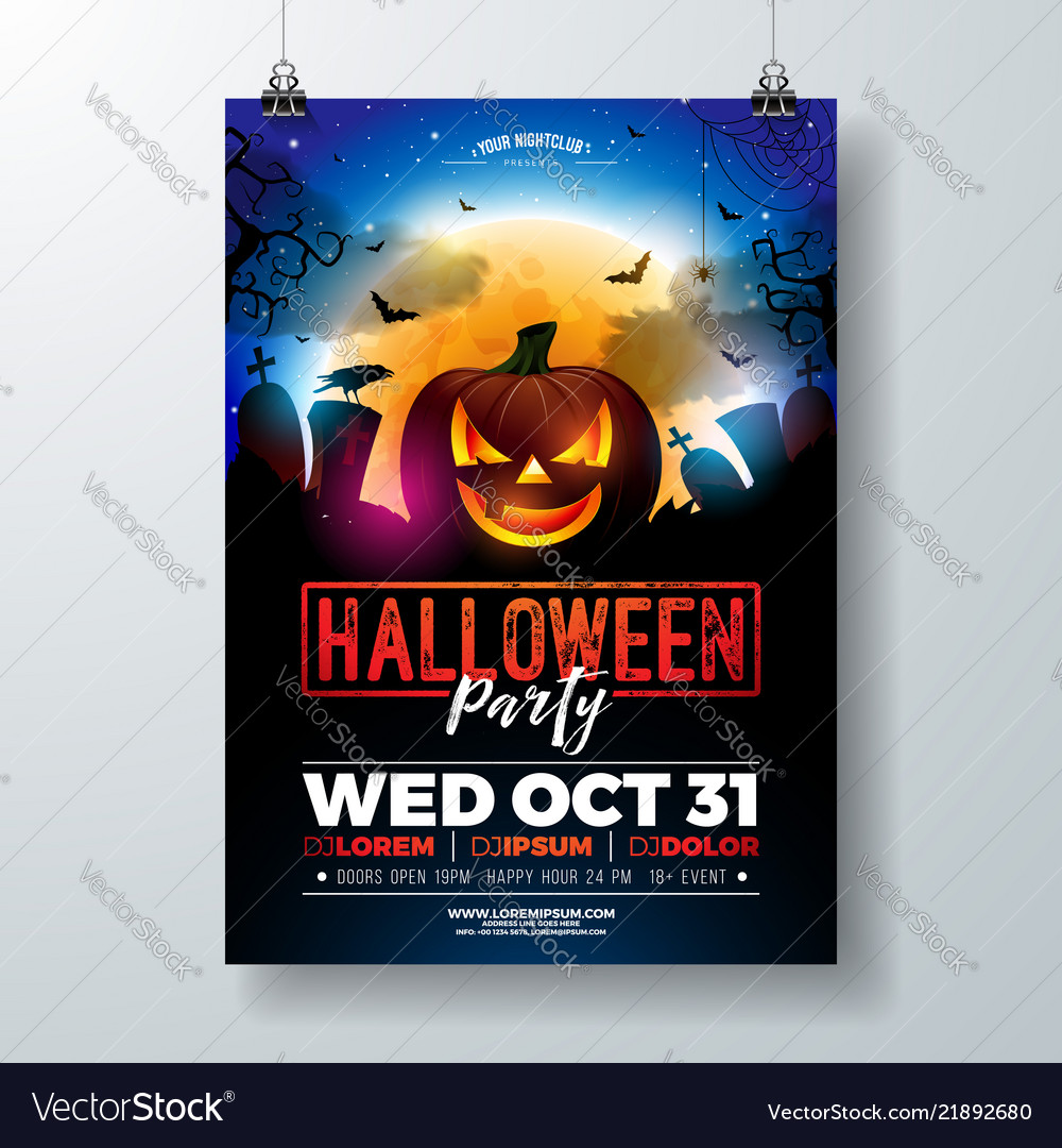 halloween party flyer with royalty free vector image