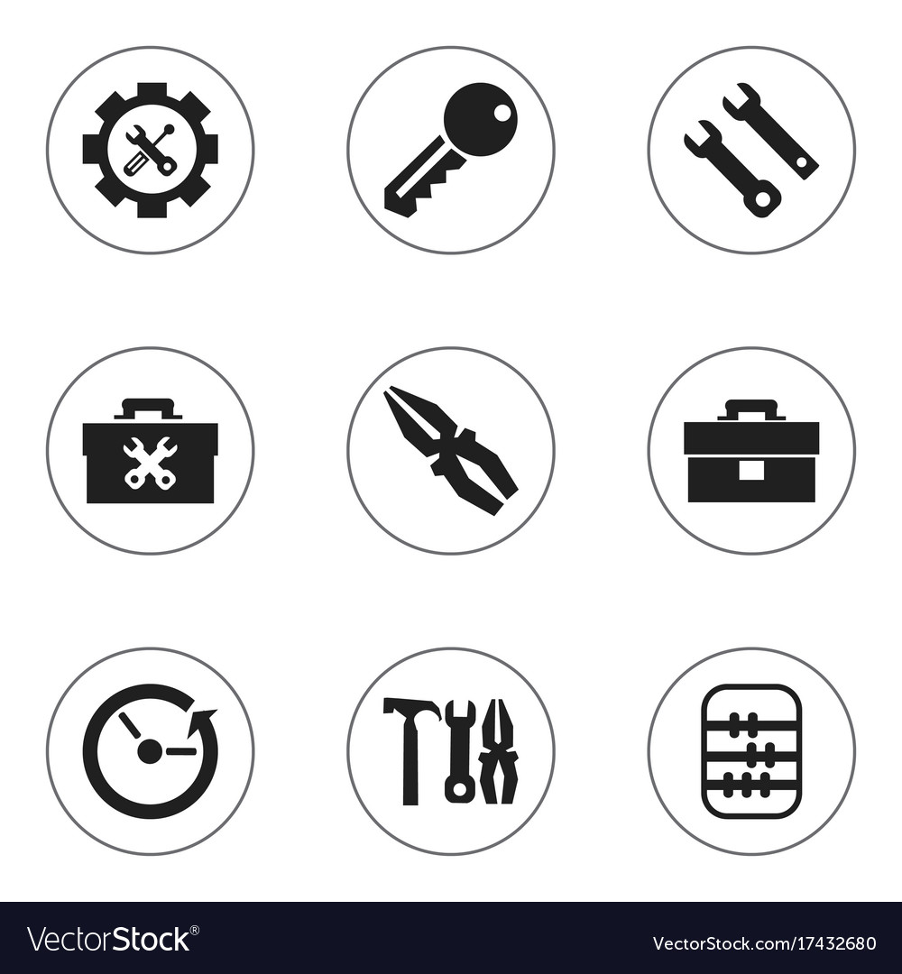 Set of 9 editable toolkit icons includes symbols Vector Image