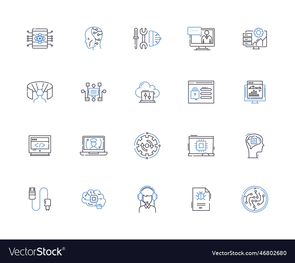 Social media line icons collection instagram Vector Image
