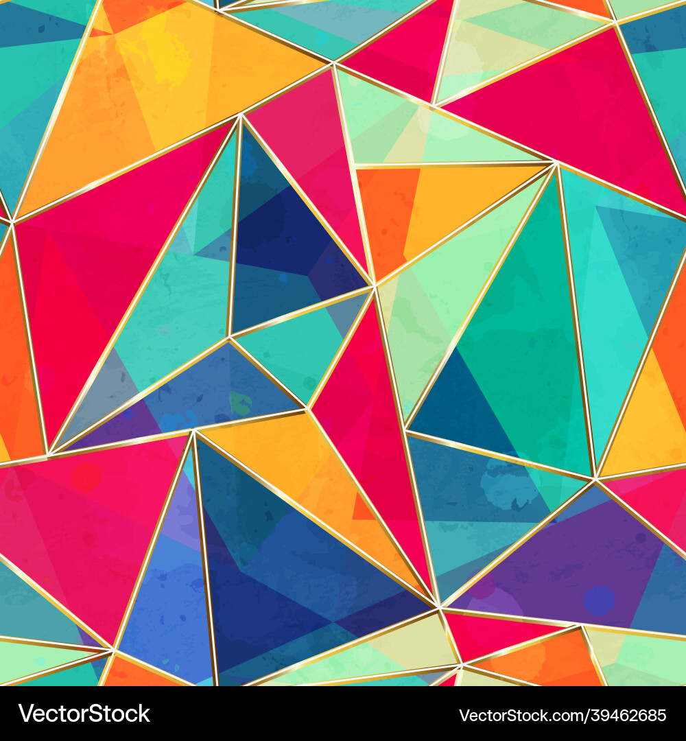 Bright triangle seamless pattern with grunge Vector Image