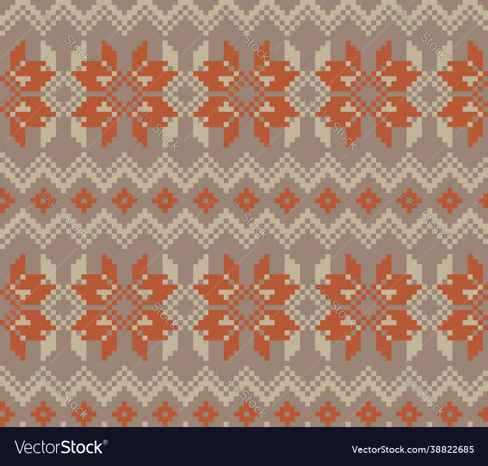 Brown christmas fair isle seamless pattern Vector Image