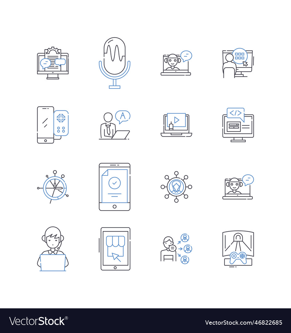 Data mining line icons collection association