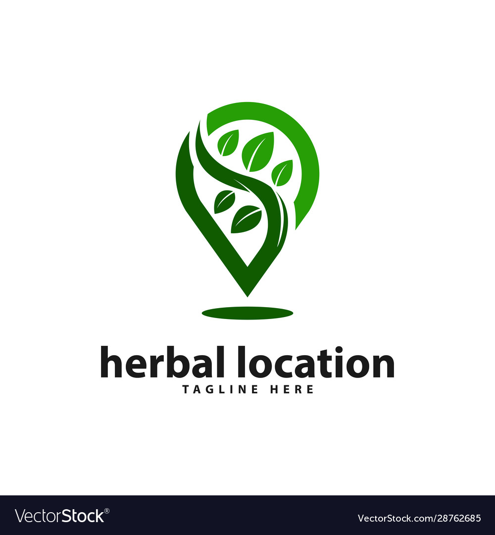 Herbal natural location with pointer leaf logo