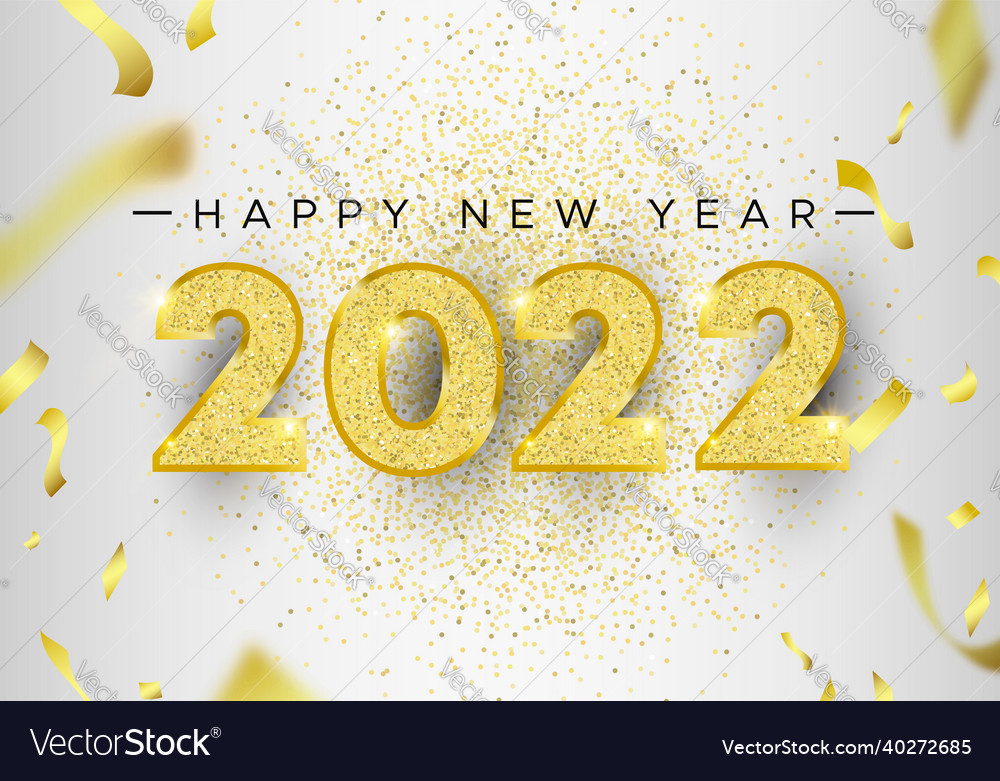 New year 2022 gold 3d party balloon banner Vector Image