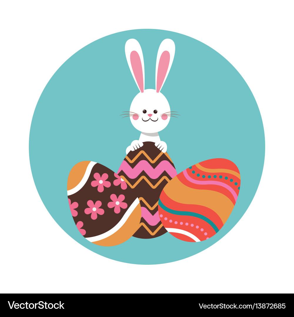 Rabbit easter eggs decorative ornament Royalty Free Vector