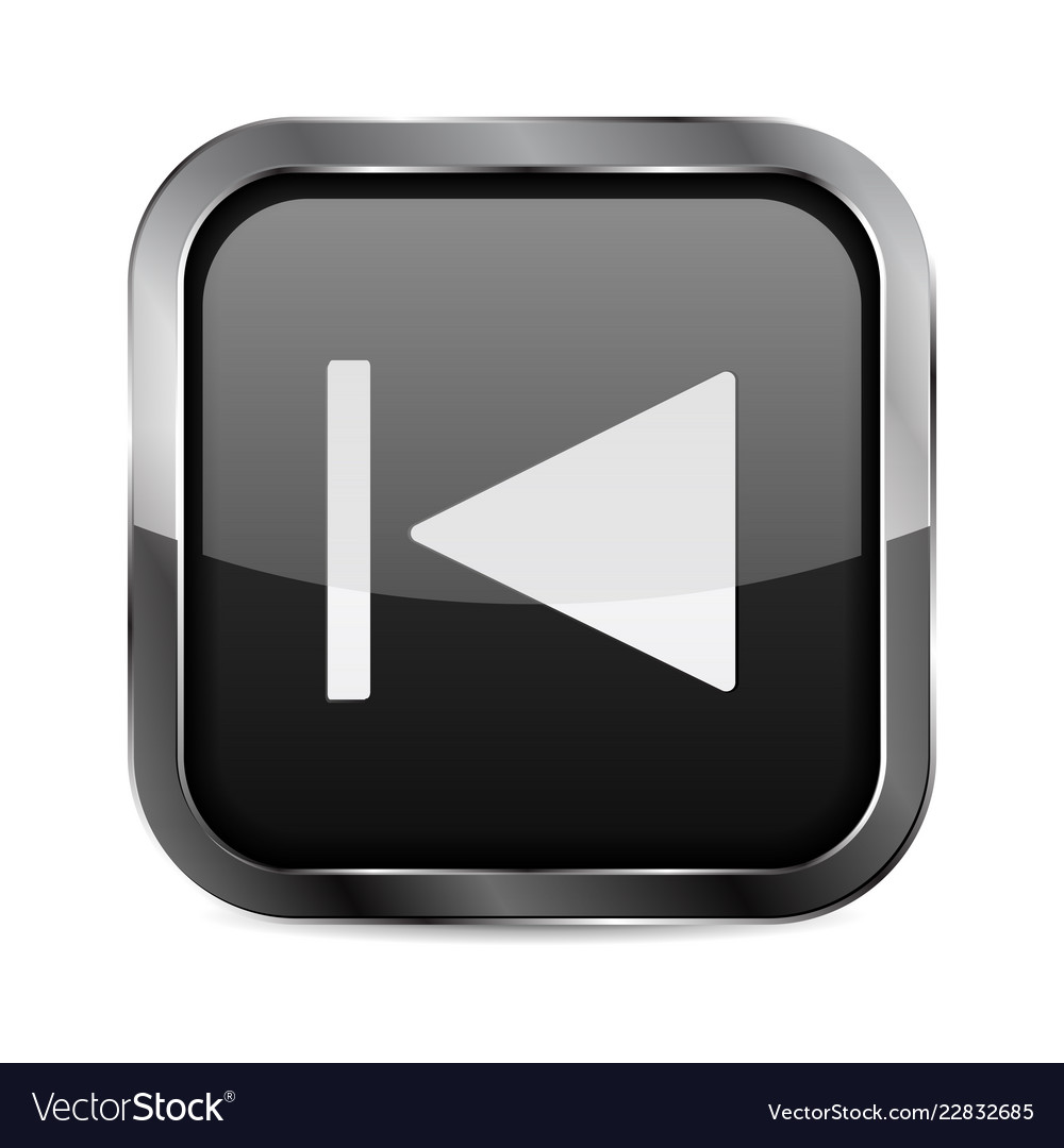 Rewind button black glass 3d icon