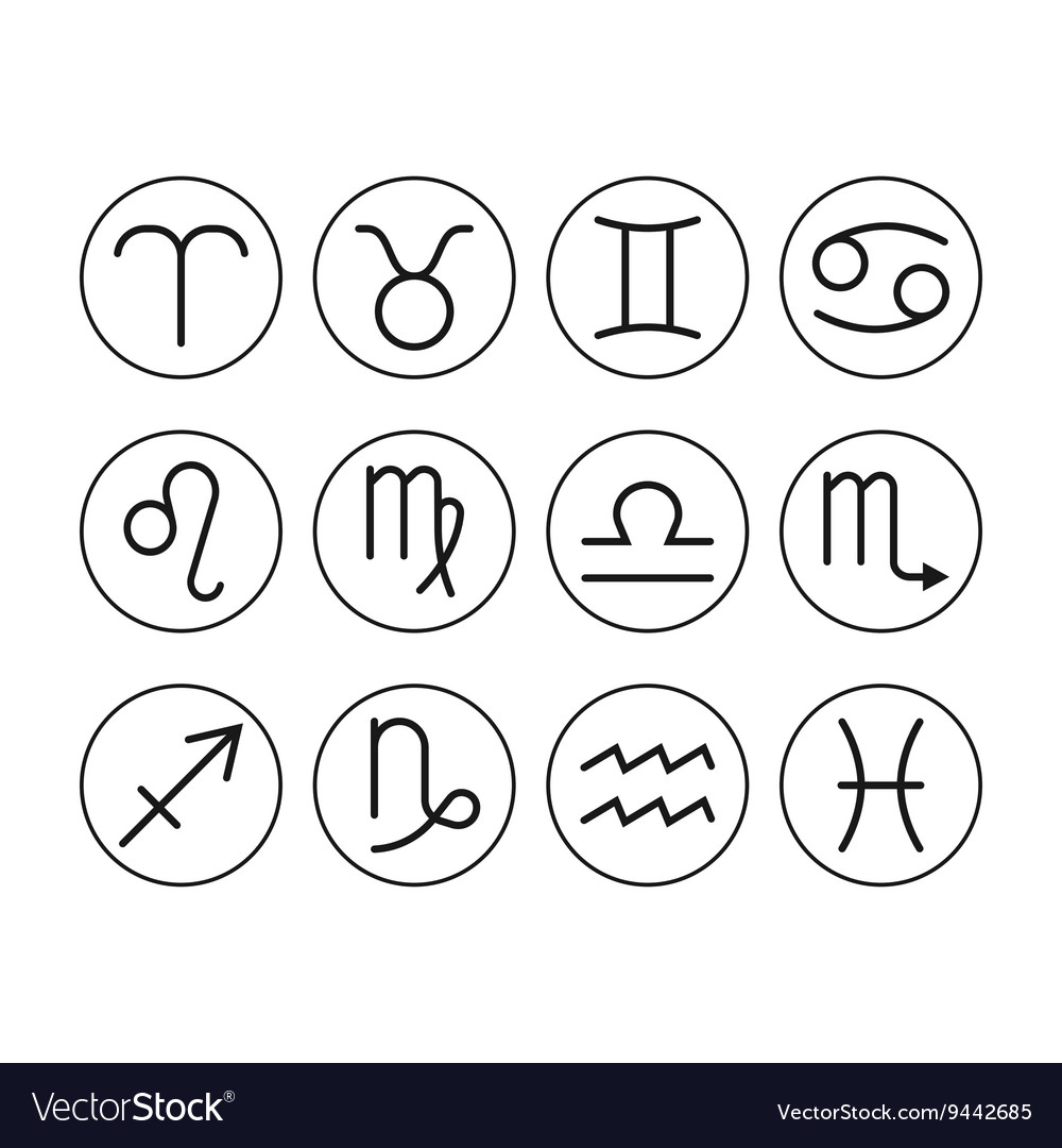 Signs zodiac flat icons for horoscope and Vector Image