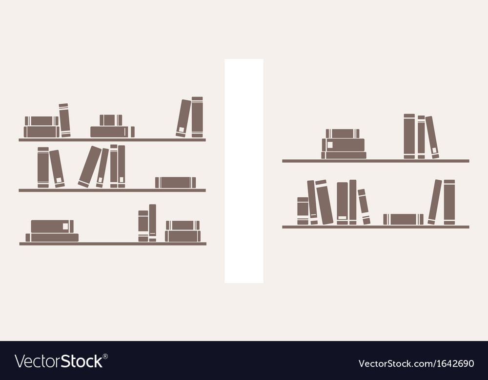 Books on the shelf set simply retro Royalty Free Vector