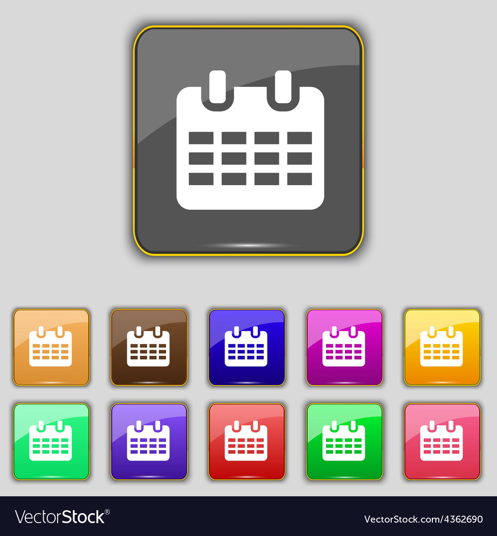 Calendar date or event reminder icon sign set Vector Image