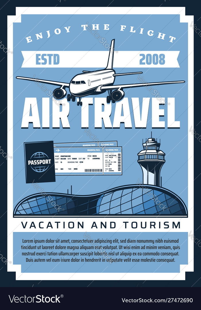 Plane airport tickets and passport air travel Vector Image