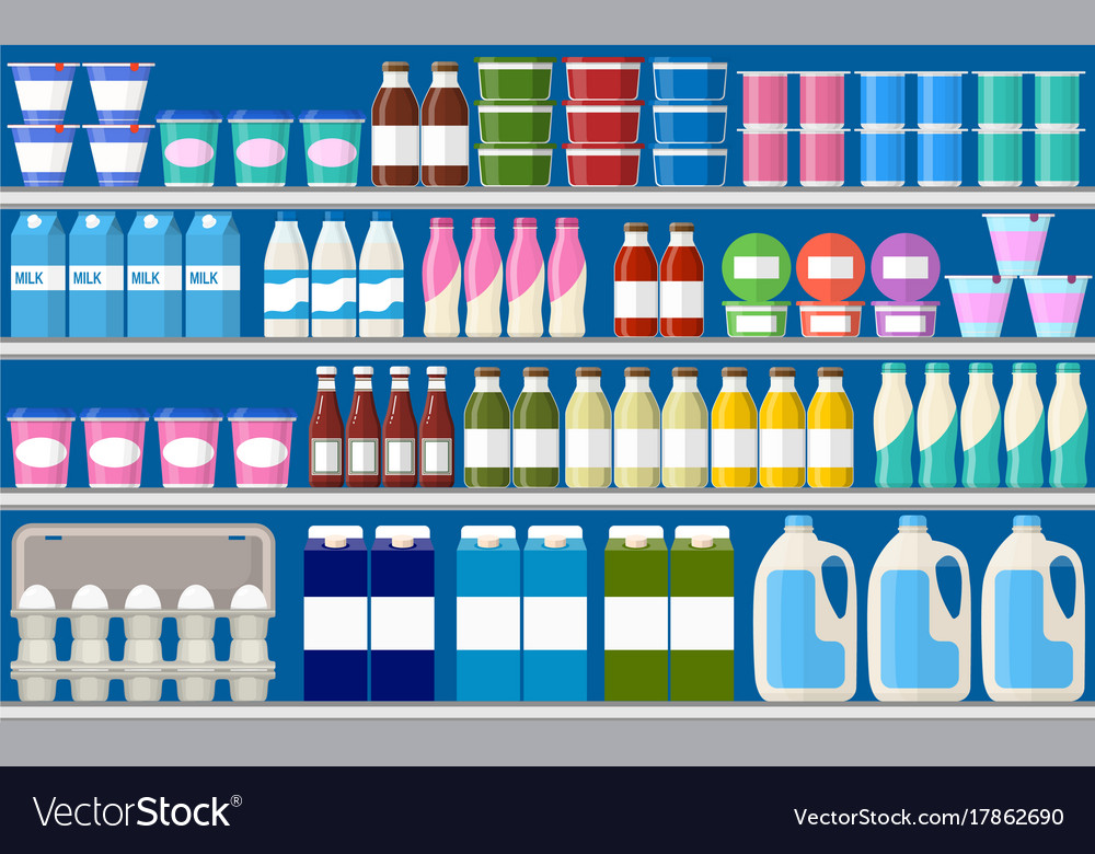 Showcase fridge for cooling dairy products Vector Image