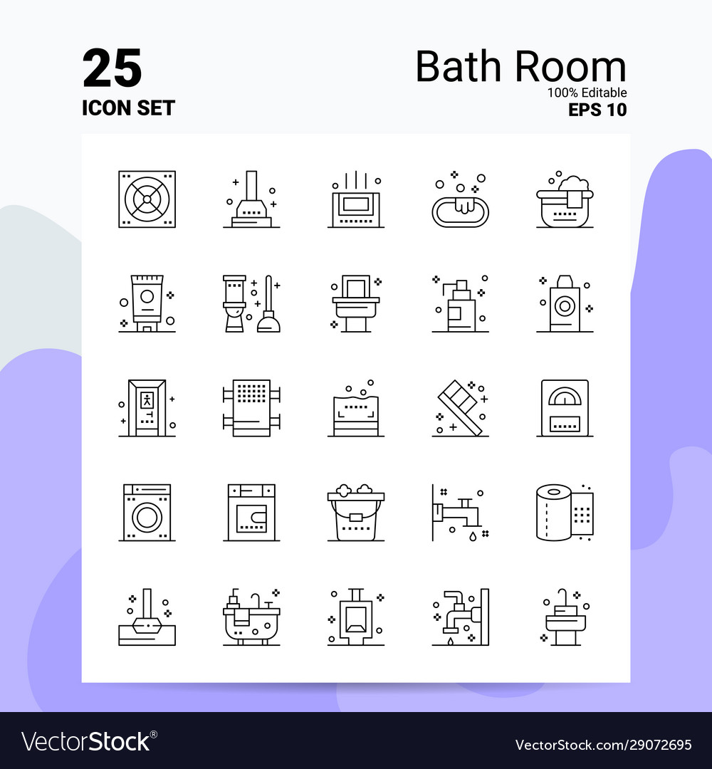 25 bath room icon set 100 editable eps 10 files