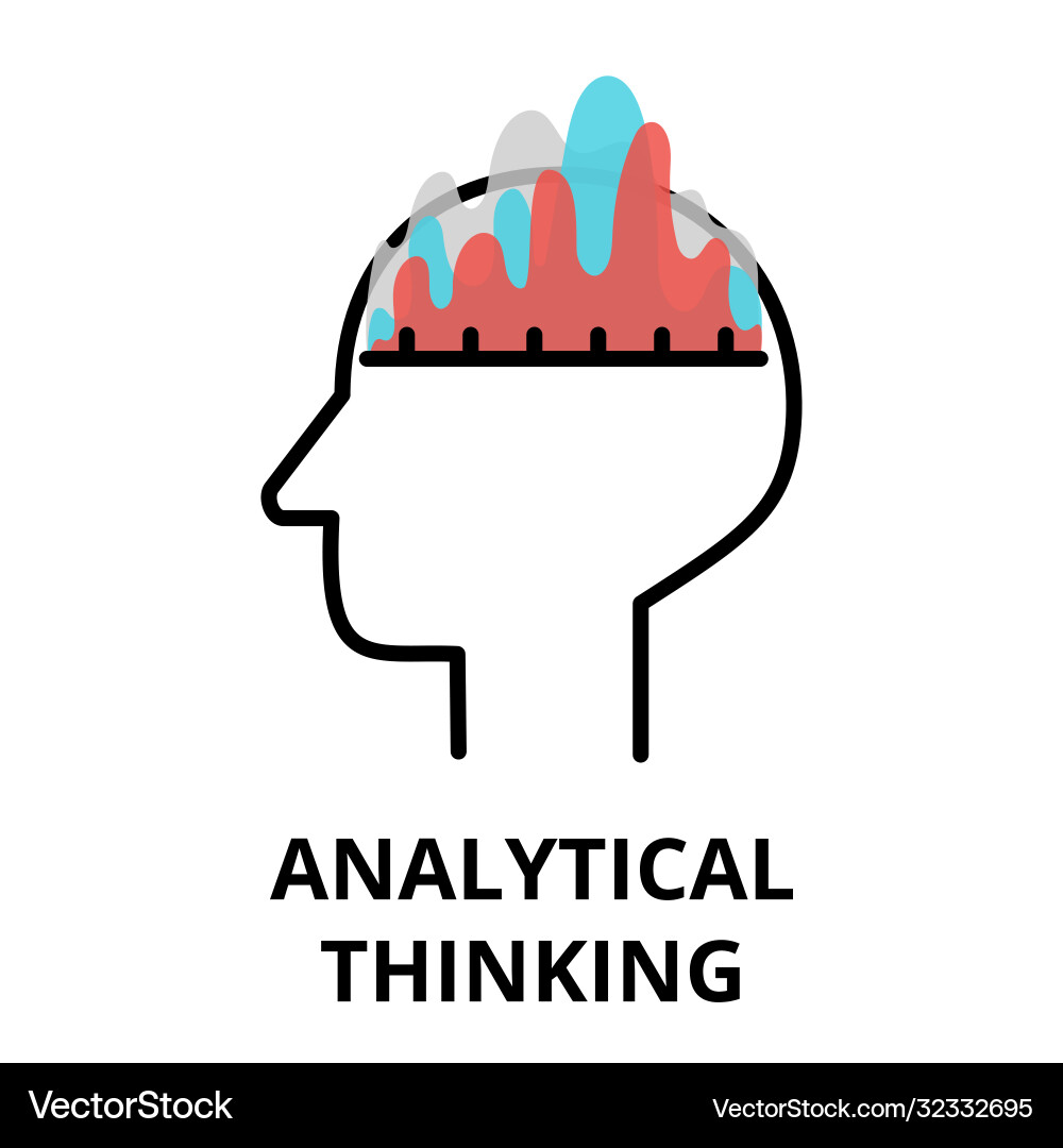 Analytical thinking icon flat thin line Royalty Free Vector