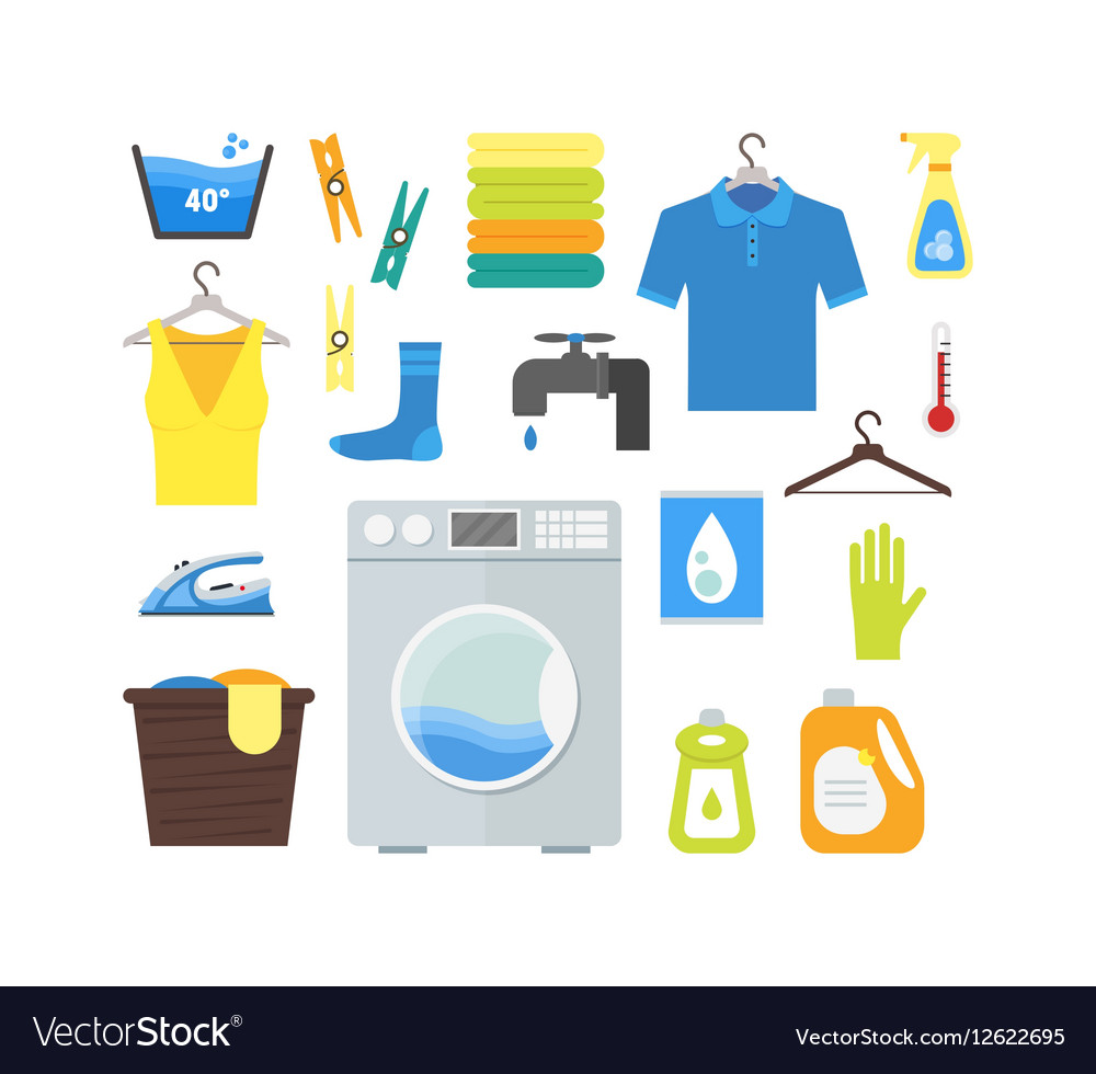 Cartoon Laundry Set Royalty Free Vector Image - VectorStock