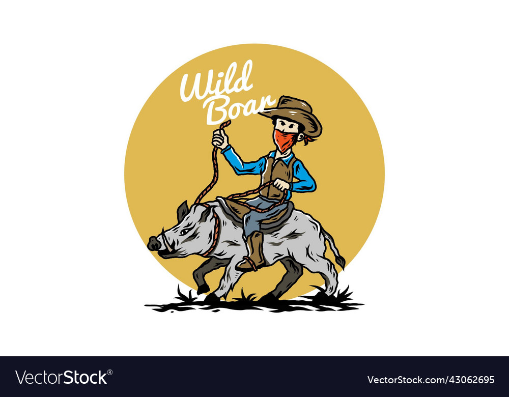 Man riding a wild boar Royalty Free Vector Image