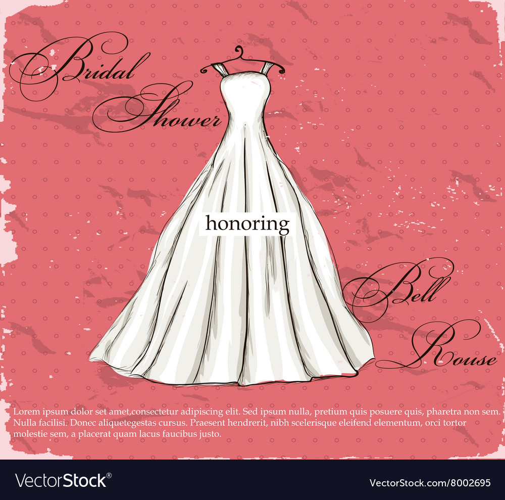 Vintage Poster With Beautiful Wedding Dress Vector Image