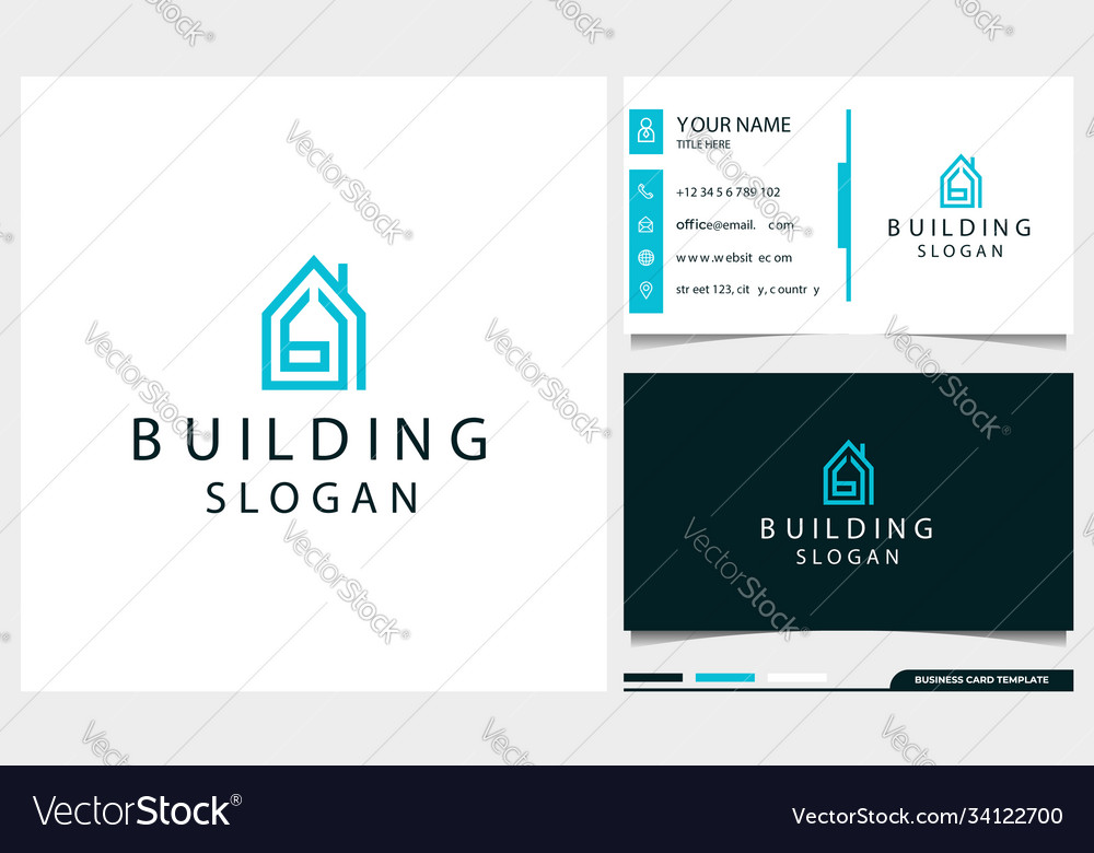 Building Logo Design With Letter B Initial Concept