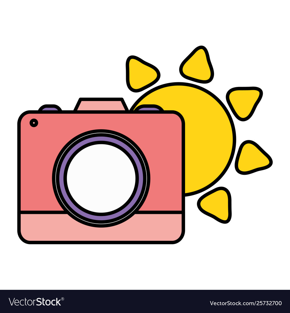 Camera photographic with sun summer