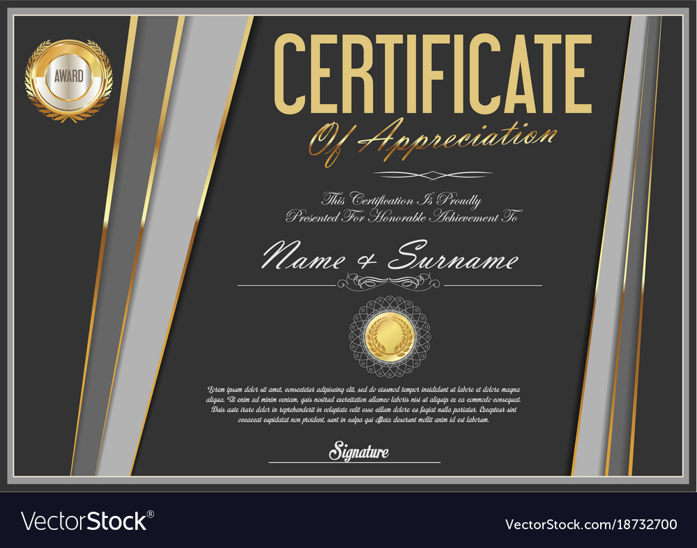 Certificate retro design template 02 Royalty Free Vector