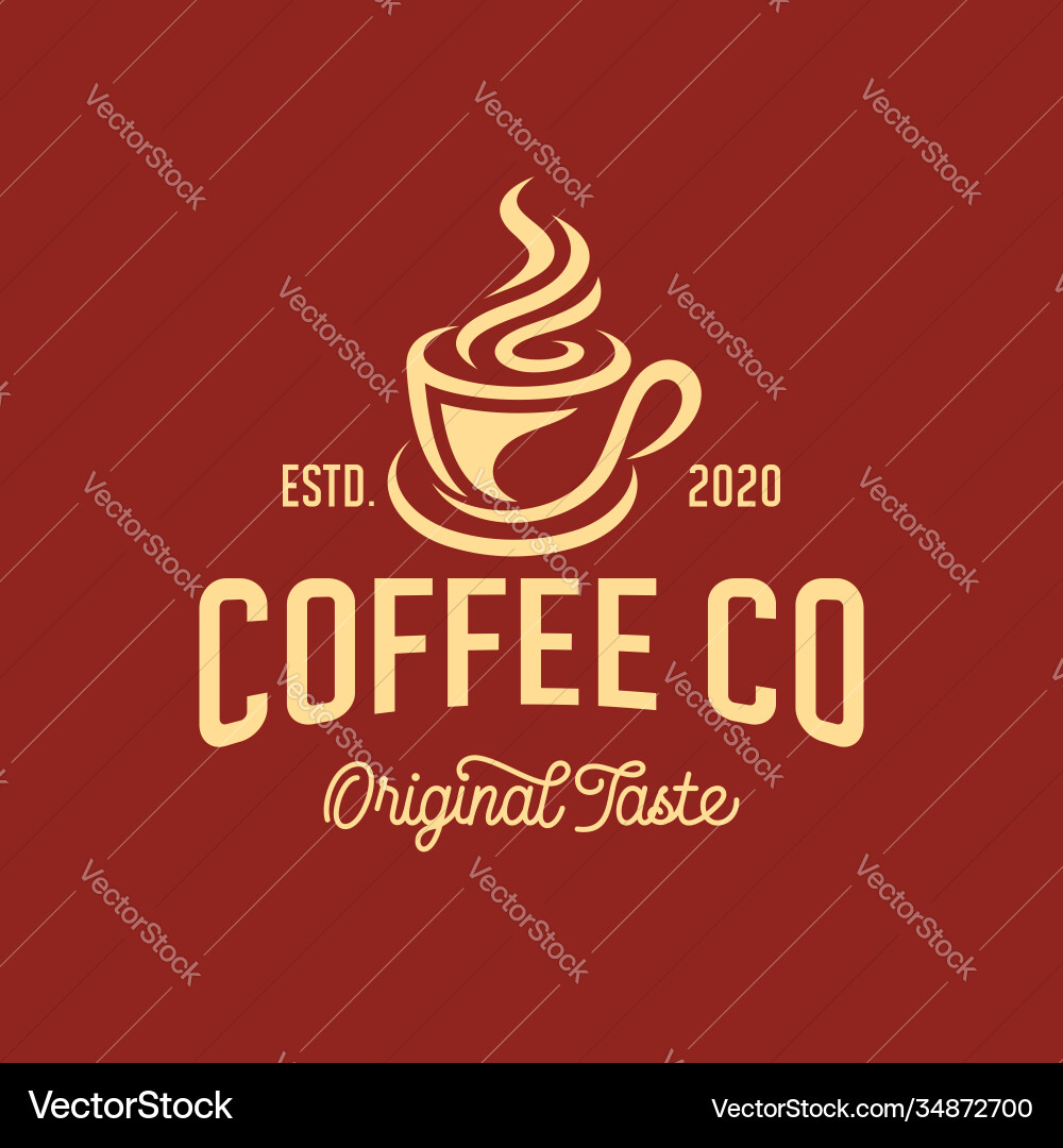 Coffee shop logo design template retro Royalty Free Vector