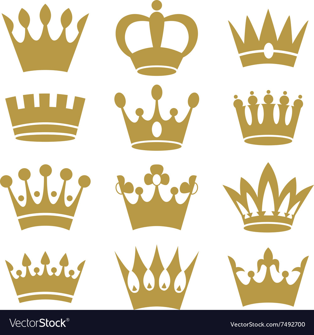 Crown icons isolated on white background Vector Image