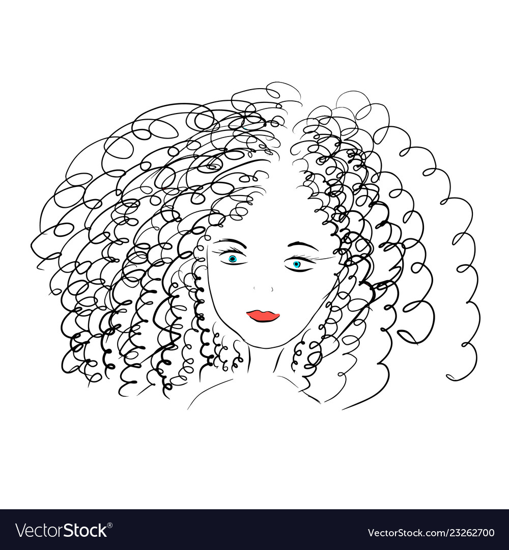 Curly girl with blue eyes Royalty Free Vector Image