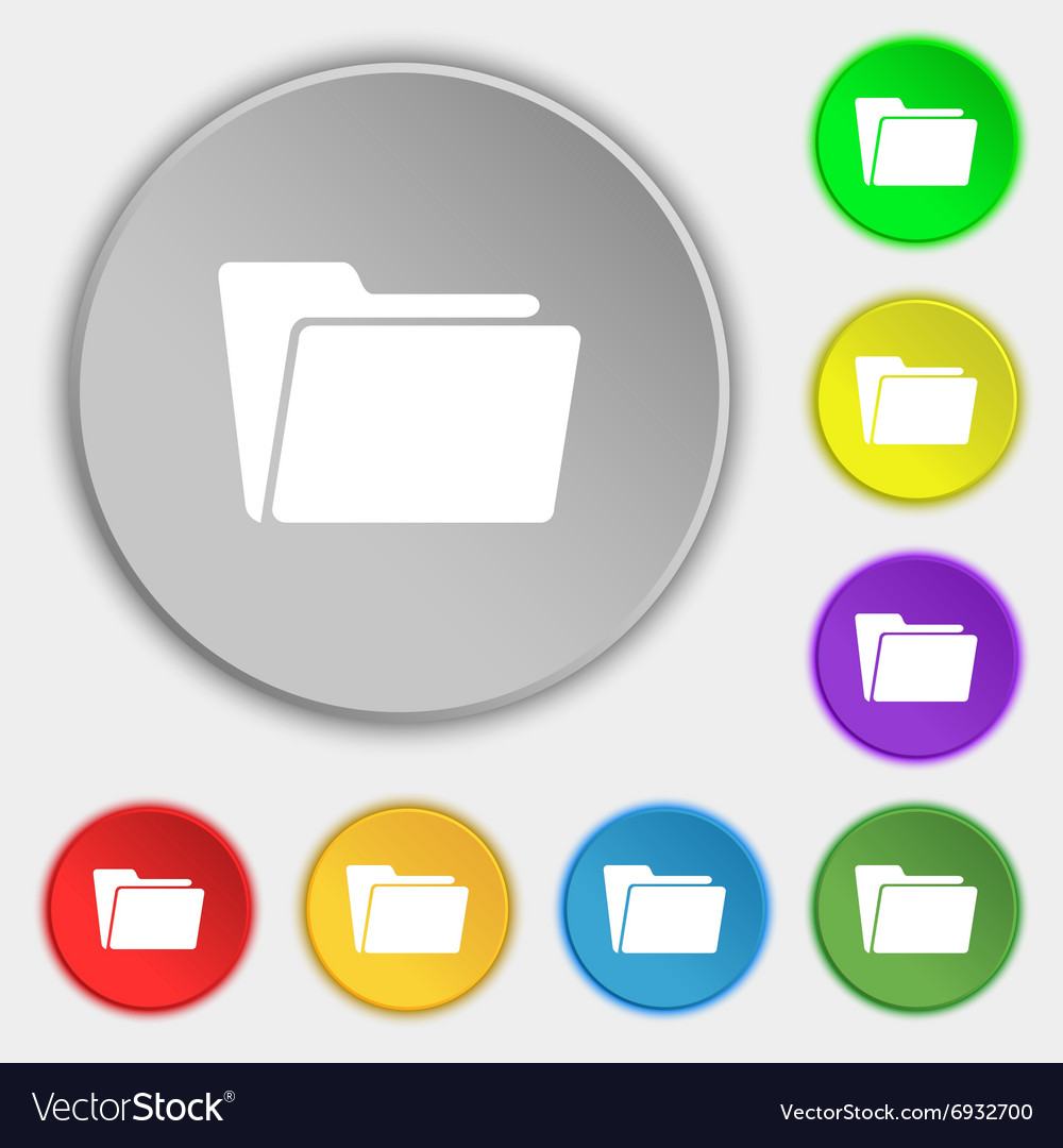 Folder icon sign symbol on eight flat buttons Vector Image