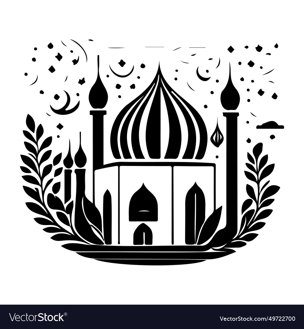 Minaret poster mosque sketch hand draw black