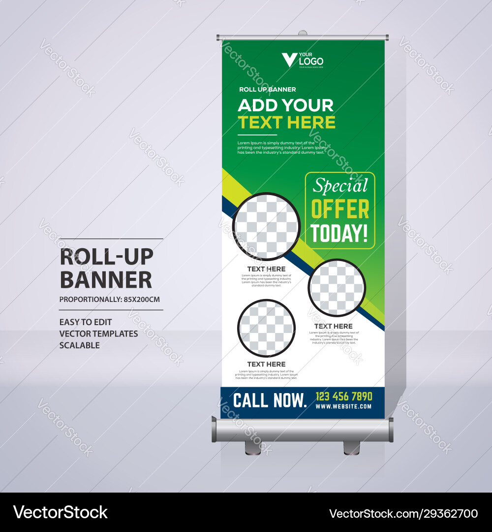 Roll Up Banner Vertical Design Template Banner Vector Image