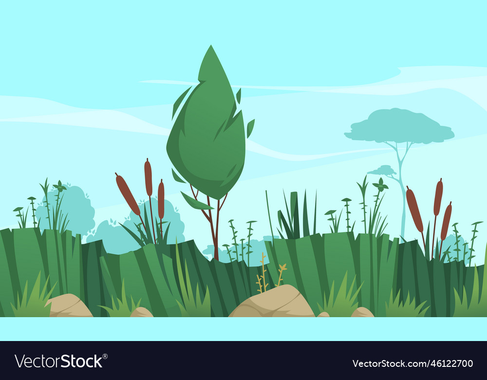 Wetland ecosystem cartoon Royalty Free Vector Image