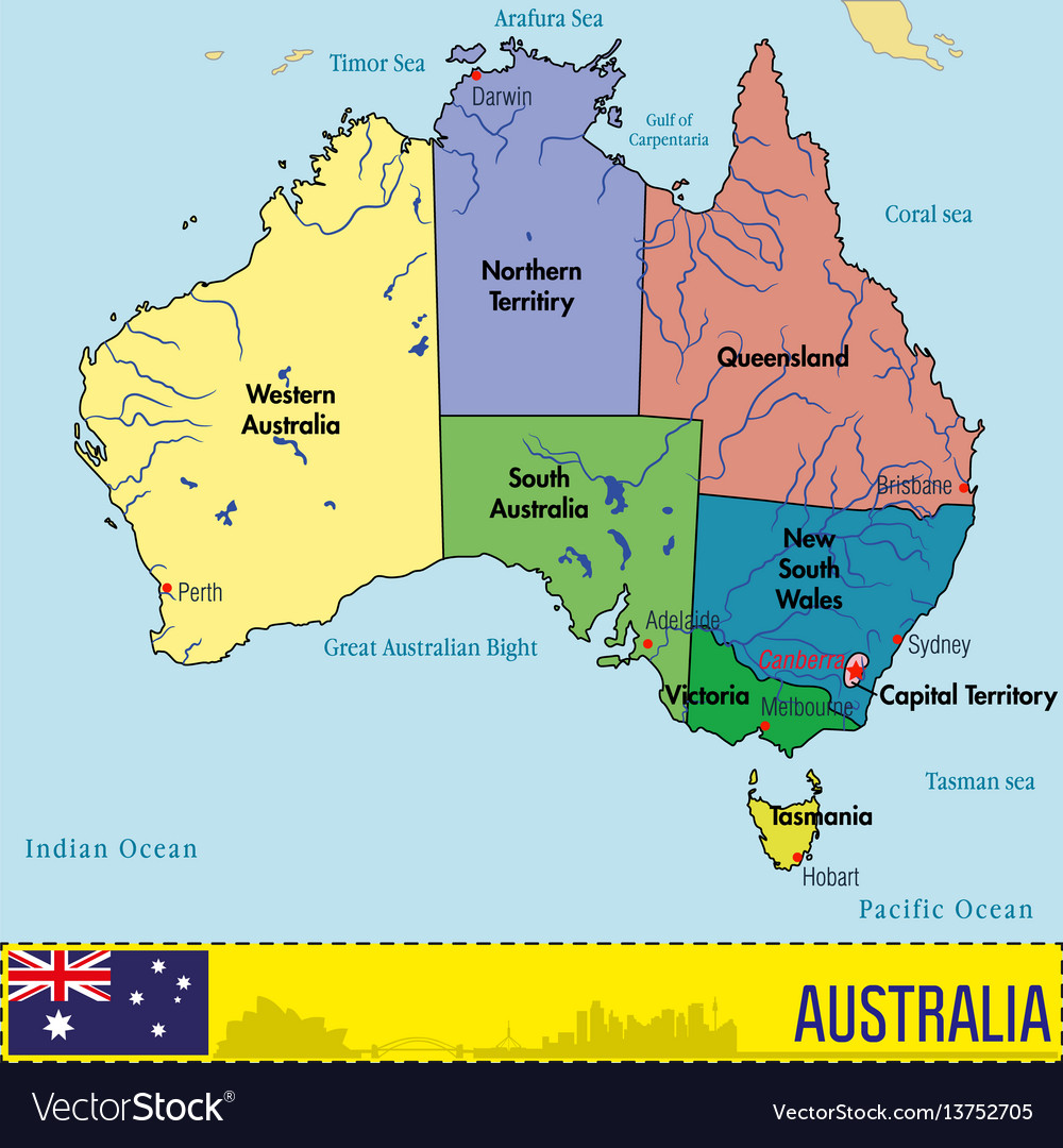 Australia Map With Capitals - Cities And Towns Map