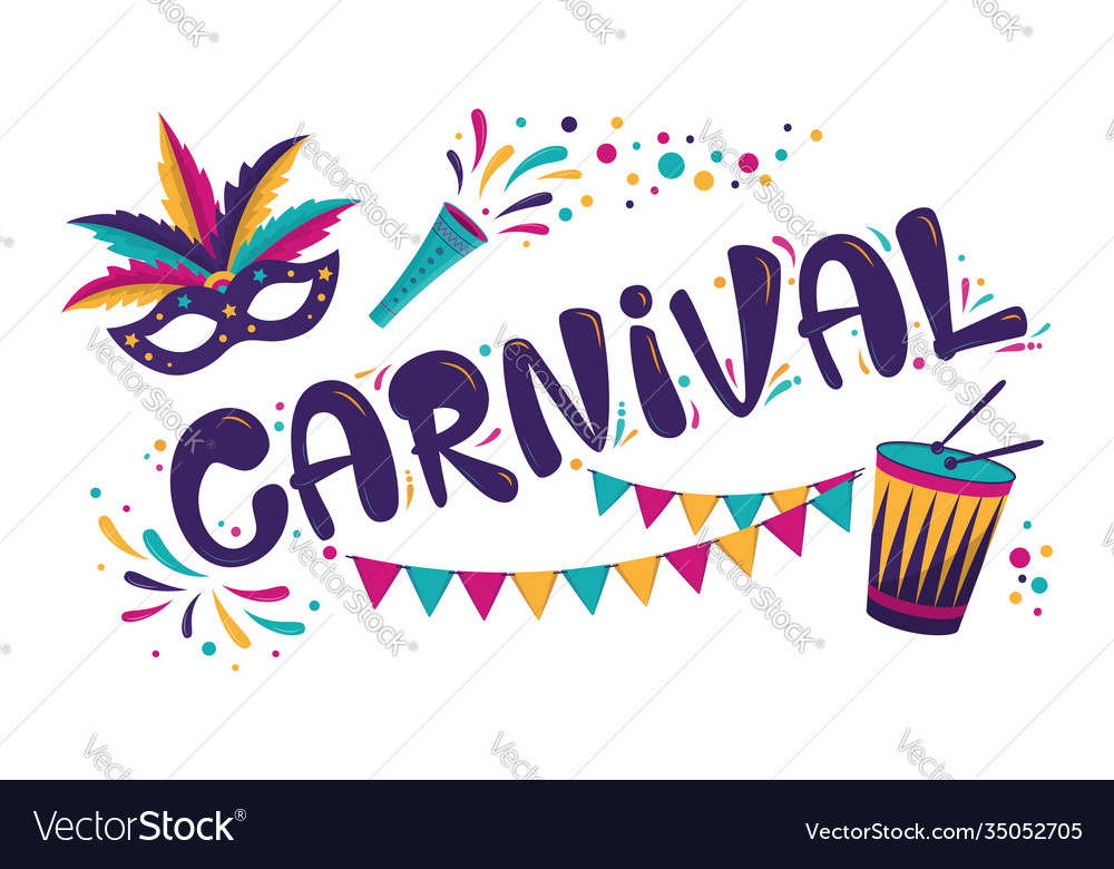 Carnival poster design rio inscription Royalty Free Vector