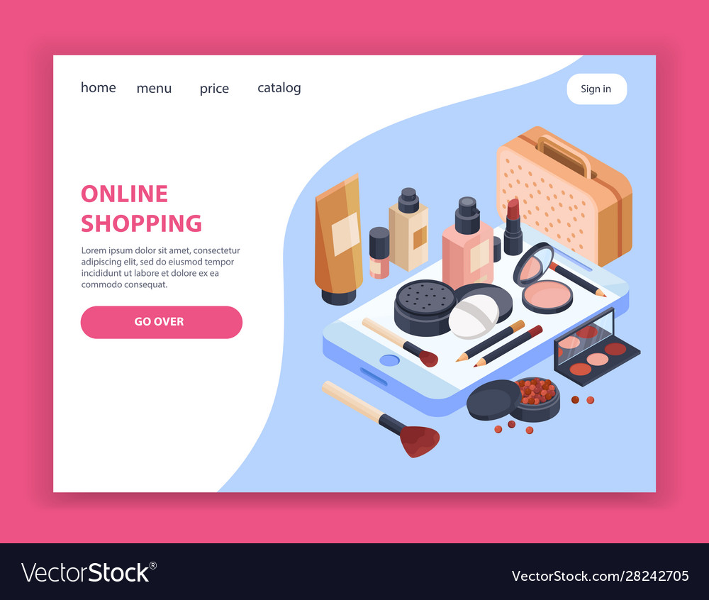 Cosmetics page design Royalty Free Vector Image