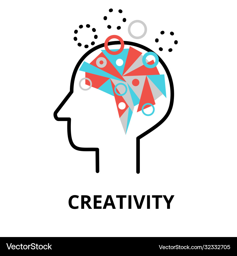 Creativity icon flat thin line Royalty Free Vector Image