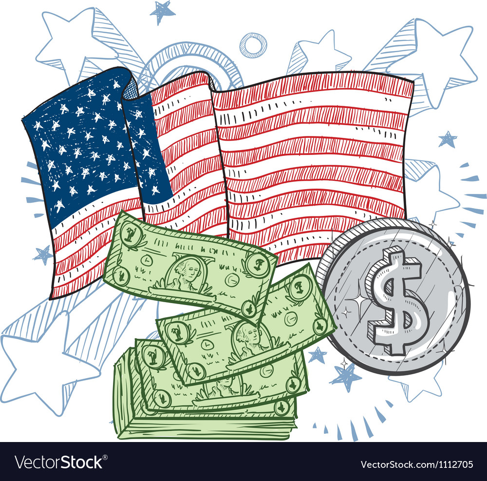 Doodle americana money Royalty Free Vector Image