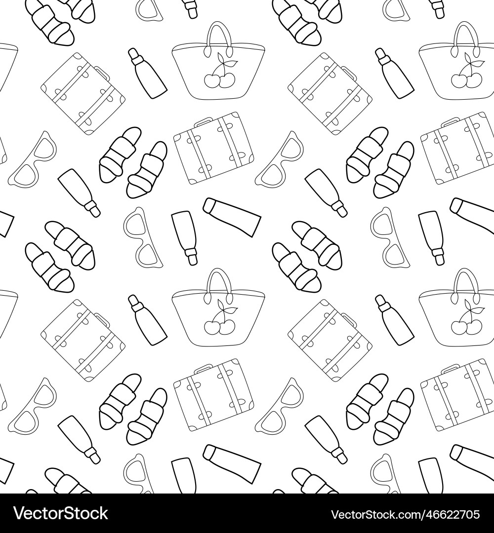 Seamless pattern with summer set Royalty Free Vector Image