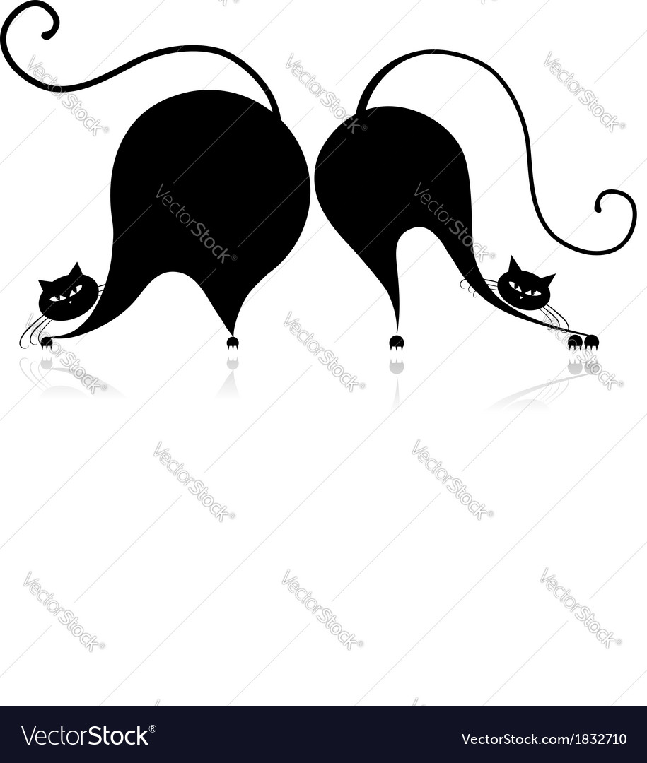 Funny big cats silhouette for your design