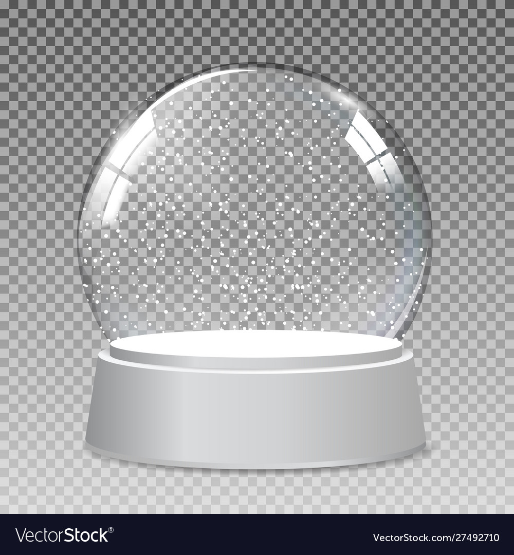 Snow realistic transparent glass globe Royalty Free Vector