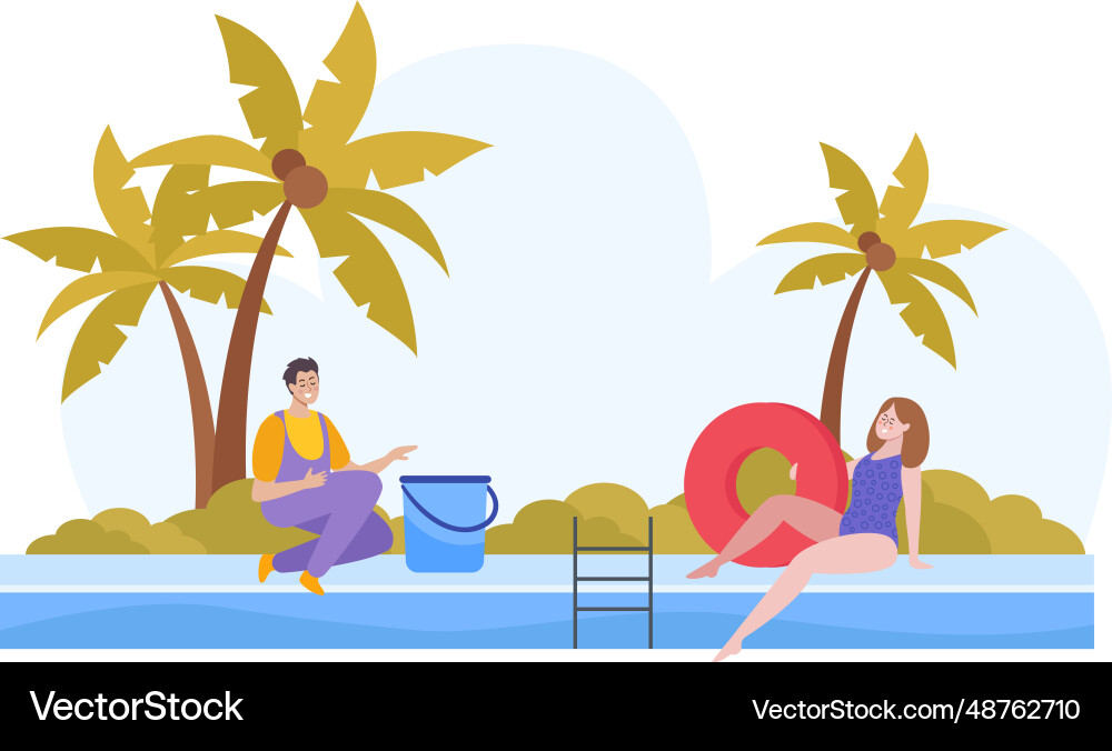Swimming pool flat composition Royalty Free Vector Image
