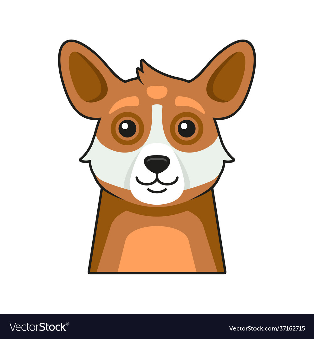 Cute dog face icon cartoon style on white Vector Image