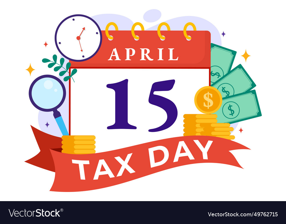 Happy tax day on 15 april with clipboard form Vector Image