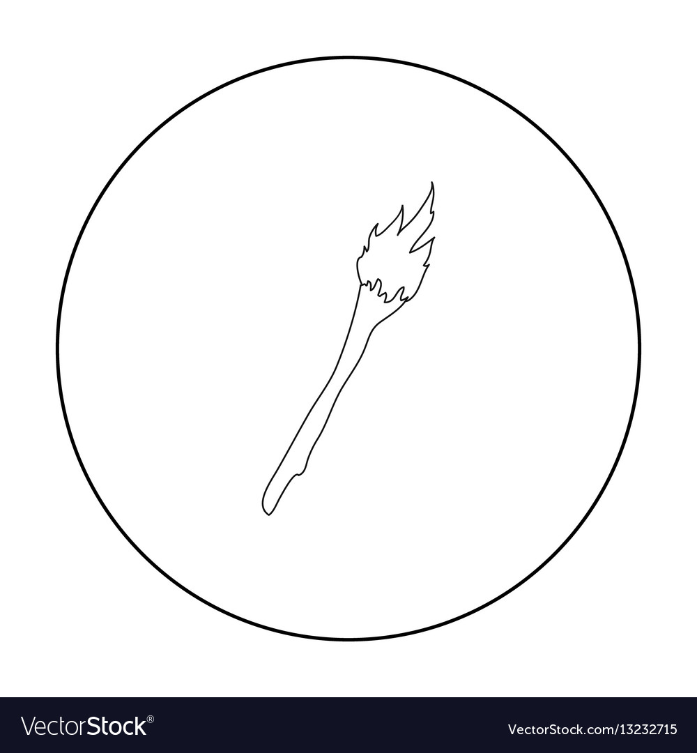 Torch Icon In Outline Style Isolated On White Vector Image