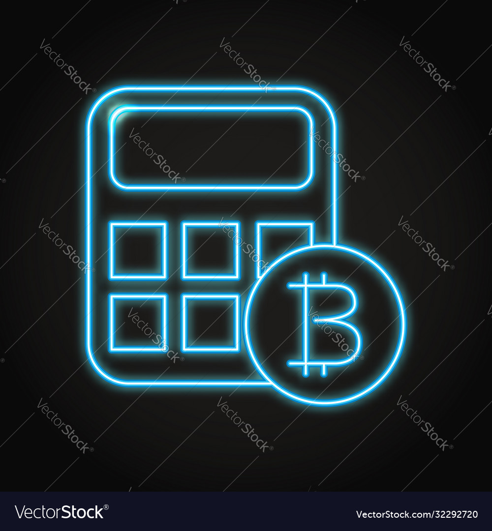 Bitcoin calculator icon in neon line style